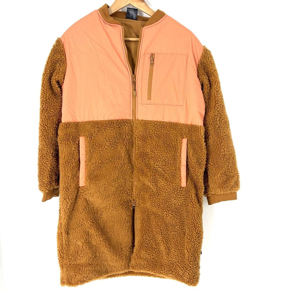 Backcountry Jacket XS Womens Brown Orange Full Zip Sherpa Fleece Outdoor Camping